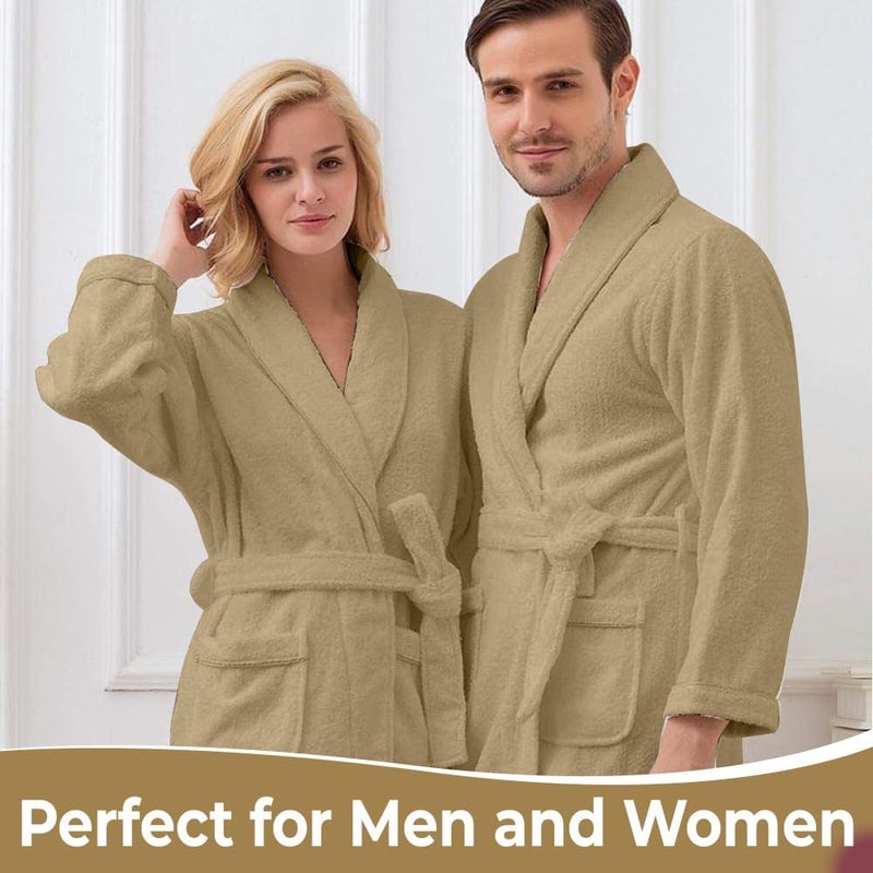 KAHAF COLLECTION Cotton Terry Robes for Women and Men, Terry Shawl Collar Bathrobe, ONE SIZE - UNISEX Men & Women Spa Robe - Image 3